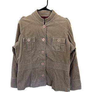 Paris Blues 90s Tan Utility Jacket Women’s 1X – Retro Y2K Military Style Button